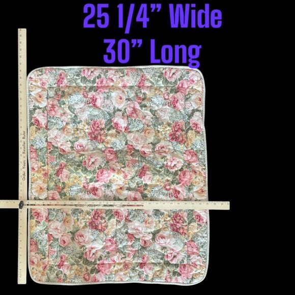 PAIR Std Quilted Floral Pillow Shams by Croscil - Pink Roses Violets Cottagecore - Picture 7 of 9